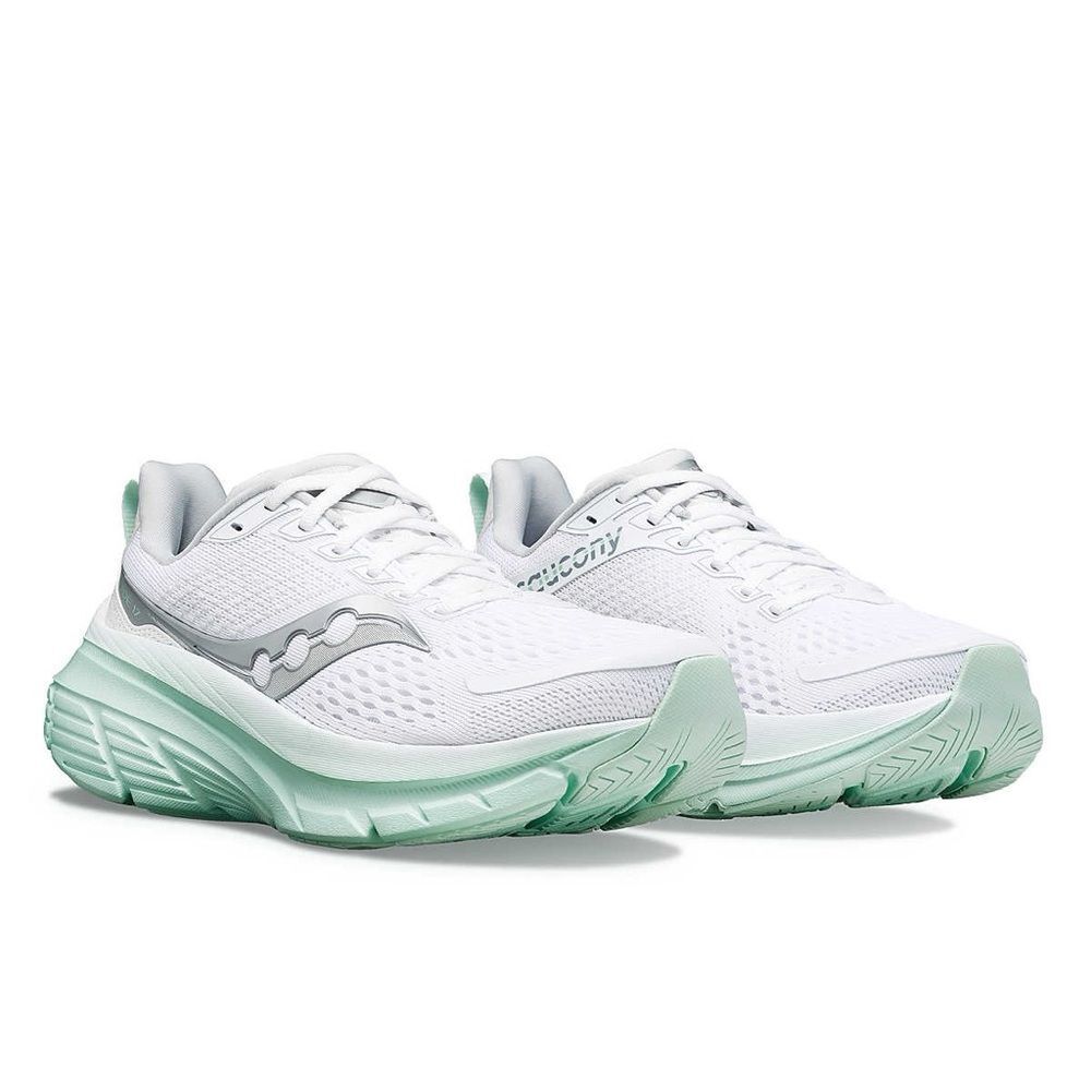Saucony Women's Guide 17 Running Shoes in White/Jade